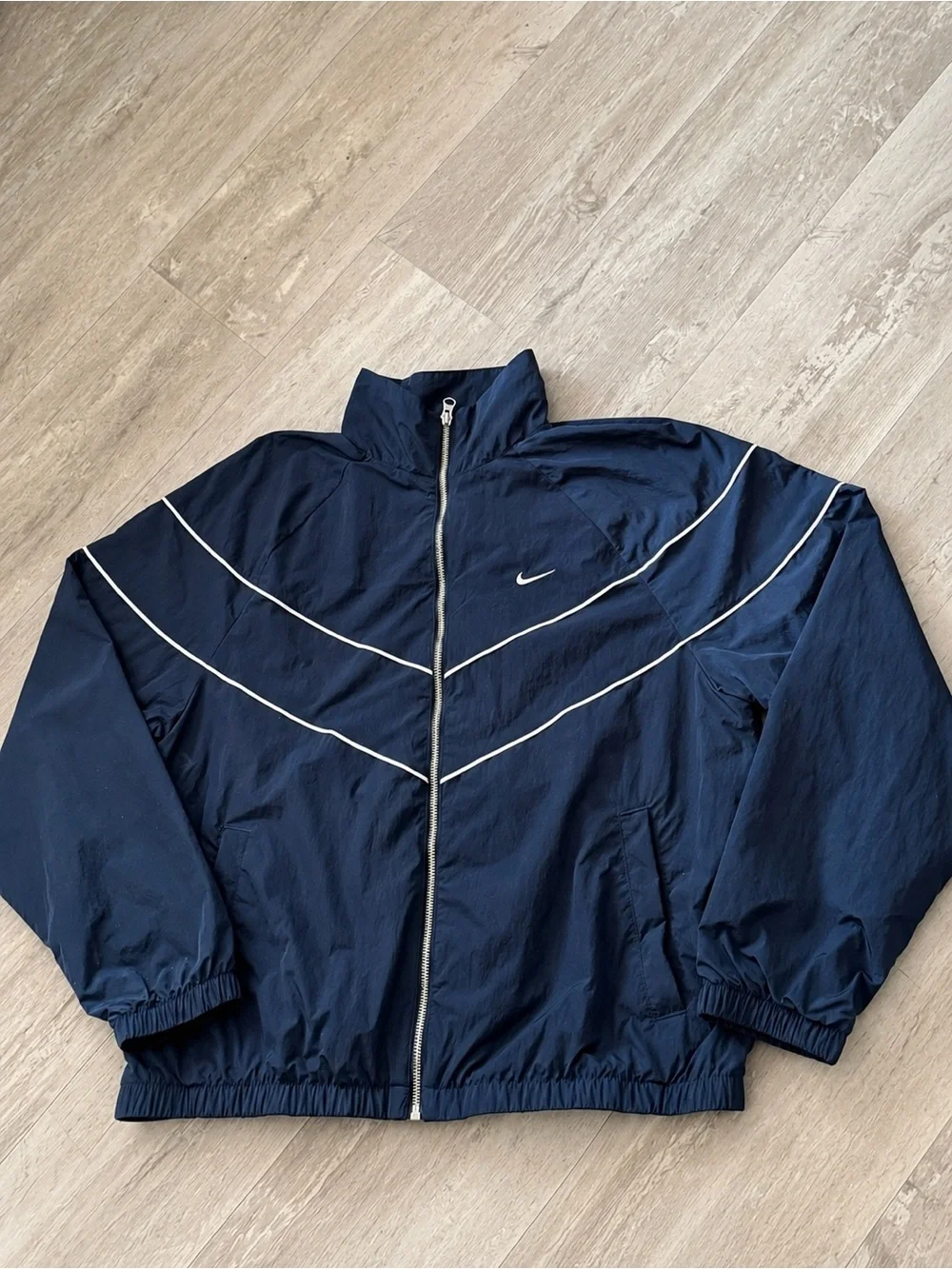 Nike Navy Blue UV windbreaker women’s jacket-retro 90s Style Y2K Sportswear LG